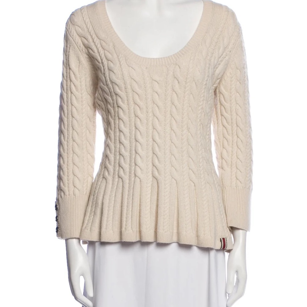 Burberry London cable knit peplum sweater